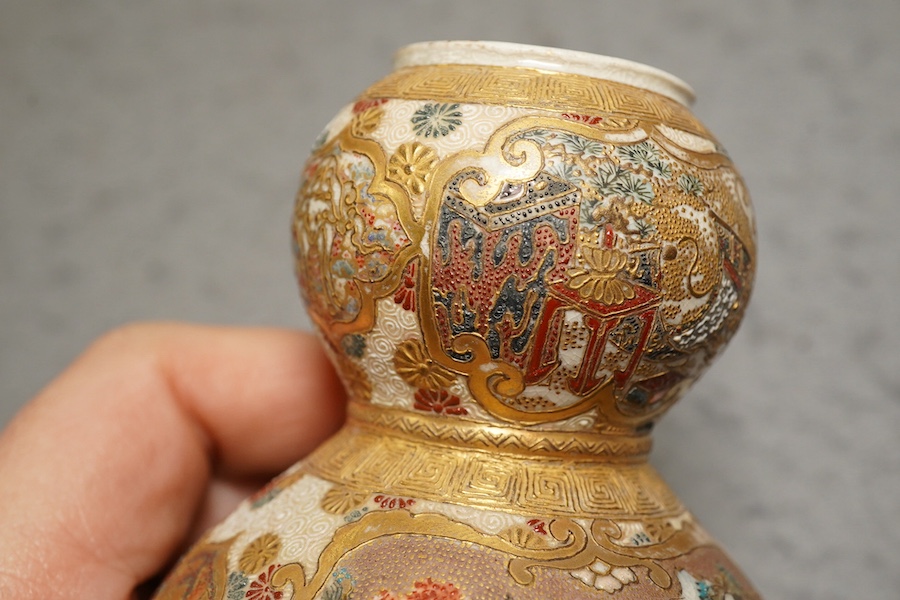 A pair of Japanese Satsuma double gourd-shaped miniature vases, early 20th century